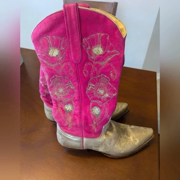 Cowgirl Boots Pink Gold Caborca by Liberty Black Waterloo Boots Size 7.5 - Picture 5 of 7